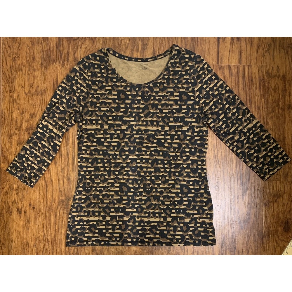 Madison Blouse Animal Print Pullover‎ Knit Stretchy Medium M